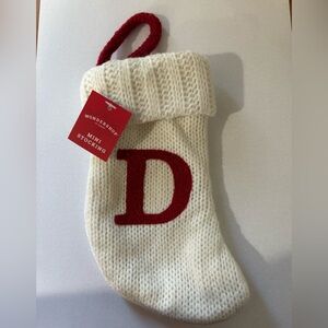 Letter D Wondershop Mini Christmas Stocking White Knit Target New